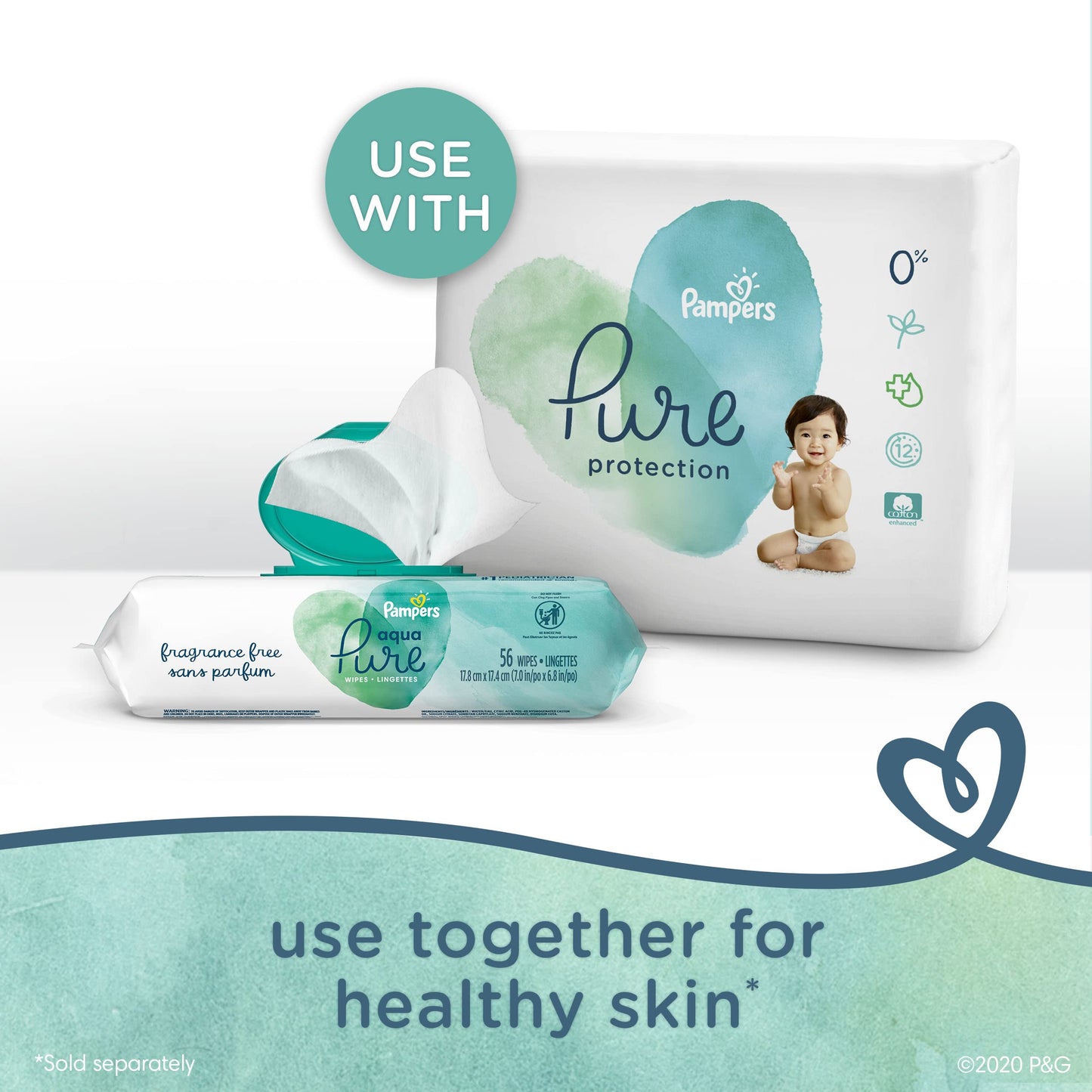 Pampers Baby Wipes Aqua Pure, 99% water-based wipes