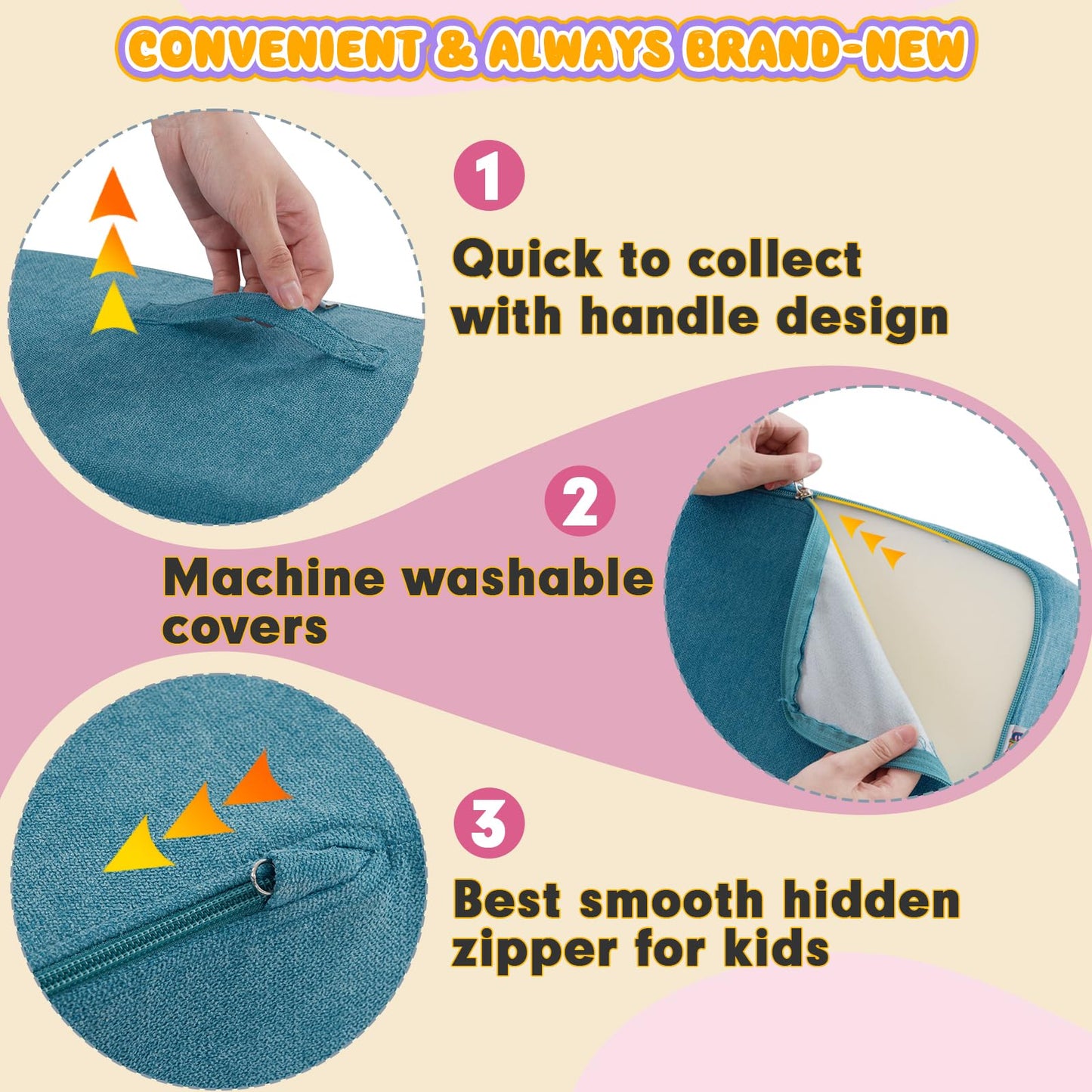 jela Foam Blocks 6Pcs Soft Play Equipment Waterproof Fabric, UV Resistant Toddler Climbing Toys Indoor& Outdoor Soft Play Climbing for Toddlers, Lightweight Climbing Blocks for Babies, Kids (Darkgrey)