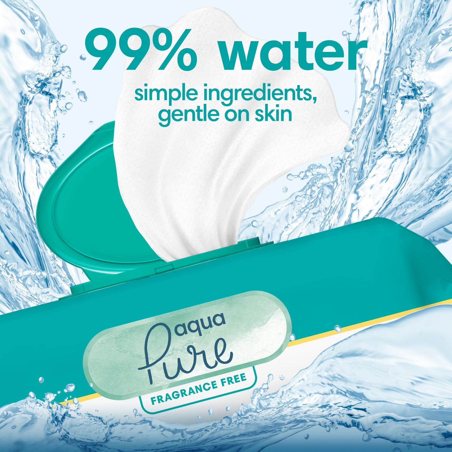 Pampers Baby Wipes Aqua Pure, 99% water-based wipes