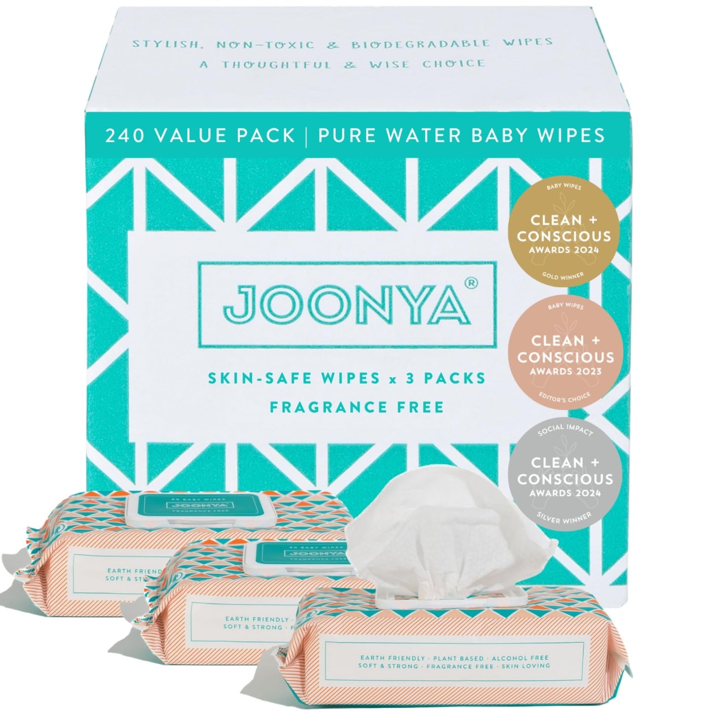 JOONYA Unscented Baby Wipes — Plant-Based, Fragrance-Free Diaper Wipes | Hypoallergenic, Non-Toxic, Compostable & Biodegradable