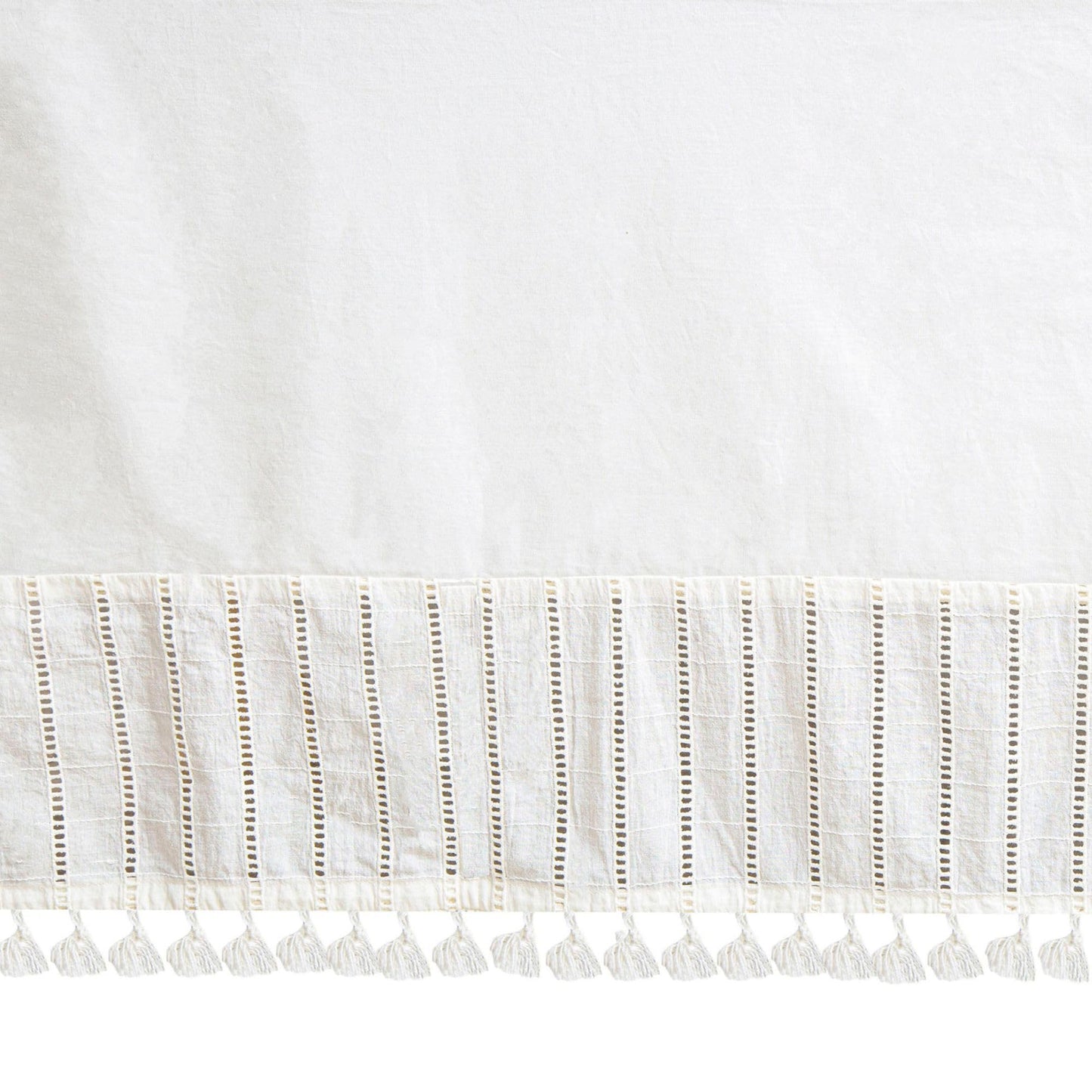 Crane Baby Boho Cotton Baby Crib Skirt with Fringe, White Bed Skirt Fits Standard Cribs, Skirting 28” X 52” X 8”, Off White Neutral Crib Skirts for Nursery