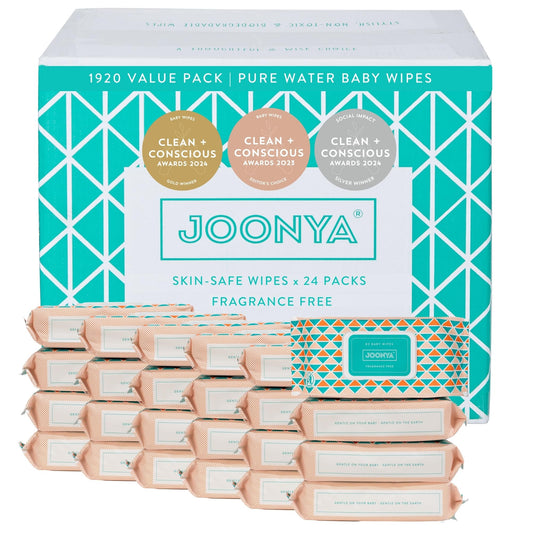 JOONYA Unscented Baby Wipes — Plant-Based, Fragrance-Free Diaper Wipes | Hypoallergenic, Non-Toxic, Compostable & Biodegradable