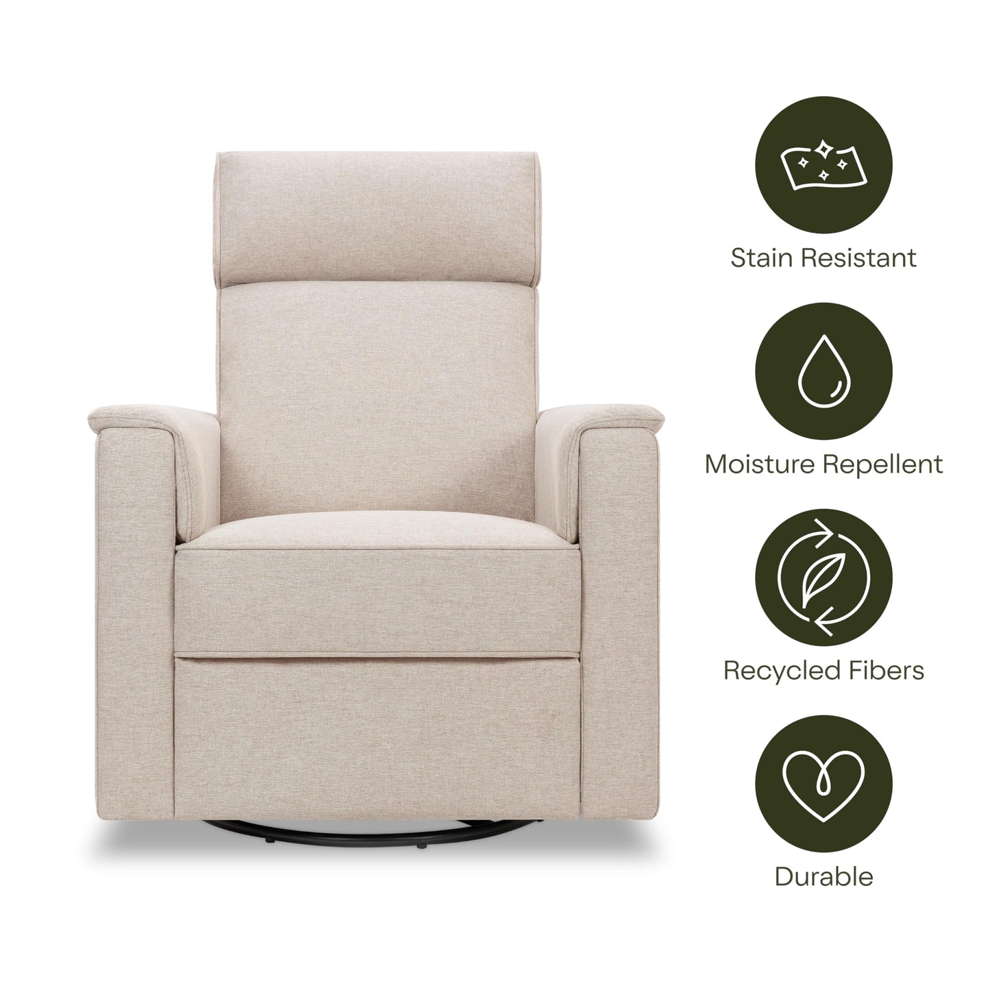 NAMESAKE Willa Plus Electric Power Recliner Chair with Headrest & USB Ports - Water & Stain Resistant Nursery Glider Rocking Chair for Nursing - GREENGUARD Gold Certified 270° Swivel Glider Recliner
