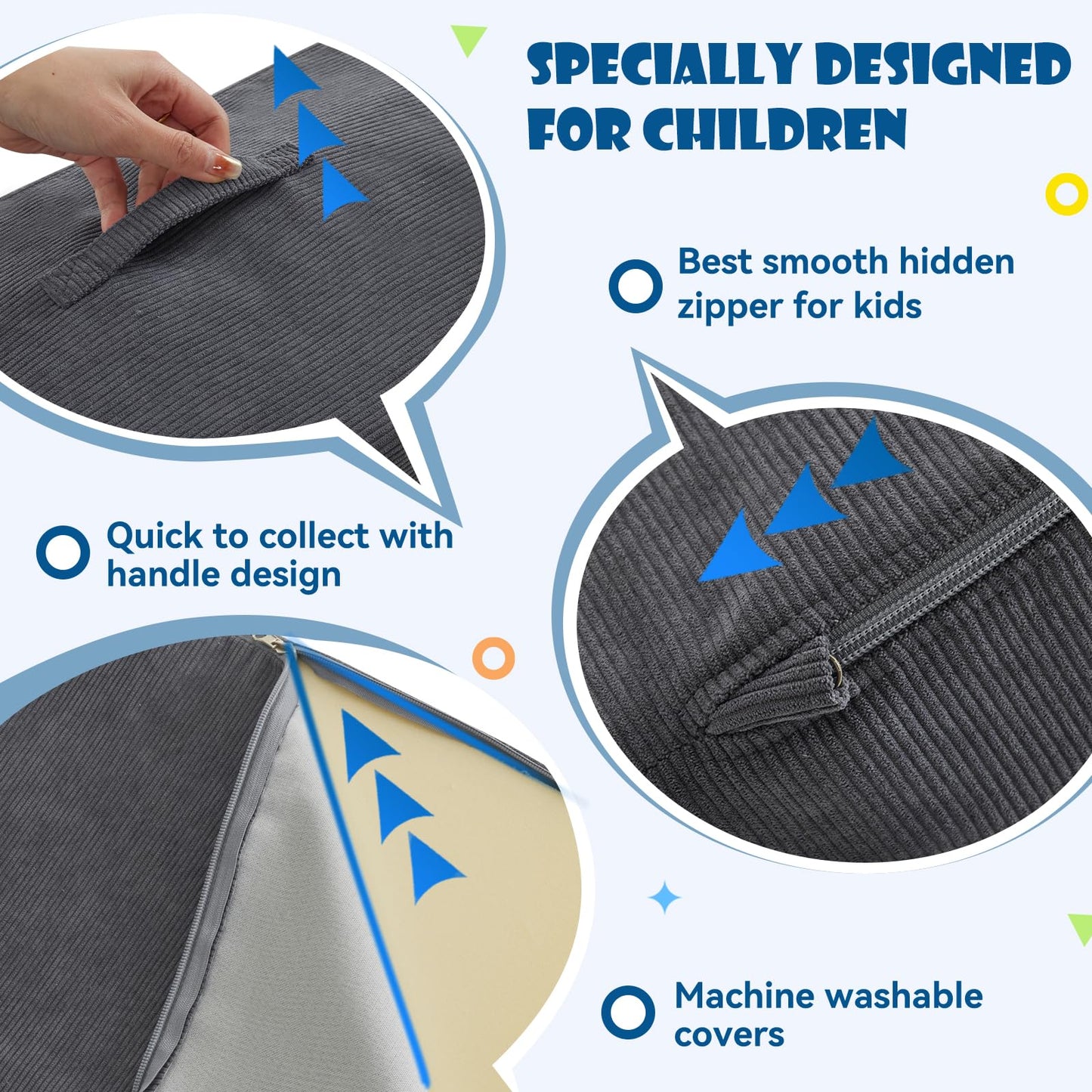 jela Foam Blocks 6Pcs Soft Play Equipment Waterproof Fabric, UV Resistant Toddler Climbing Toys Indoor& Outdoor Soft Play Climbing for Toddlers, Lightweight Climbing Blocks for Babies, Kids (Darkgrey)