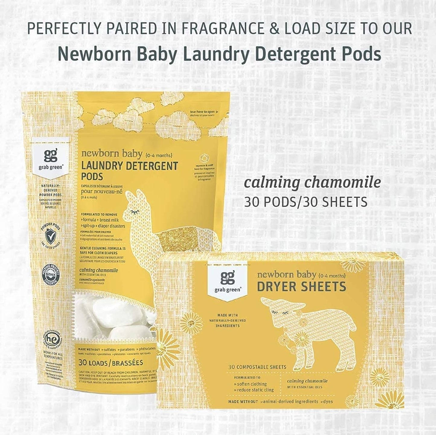 Newborn Baby Dryer Sheets, 120 Sheets, Chamomile Scent, Plant and Mineral Based, Compostable, Softens Clothing and Linens, Reduces Static Cling