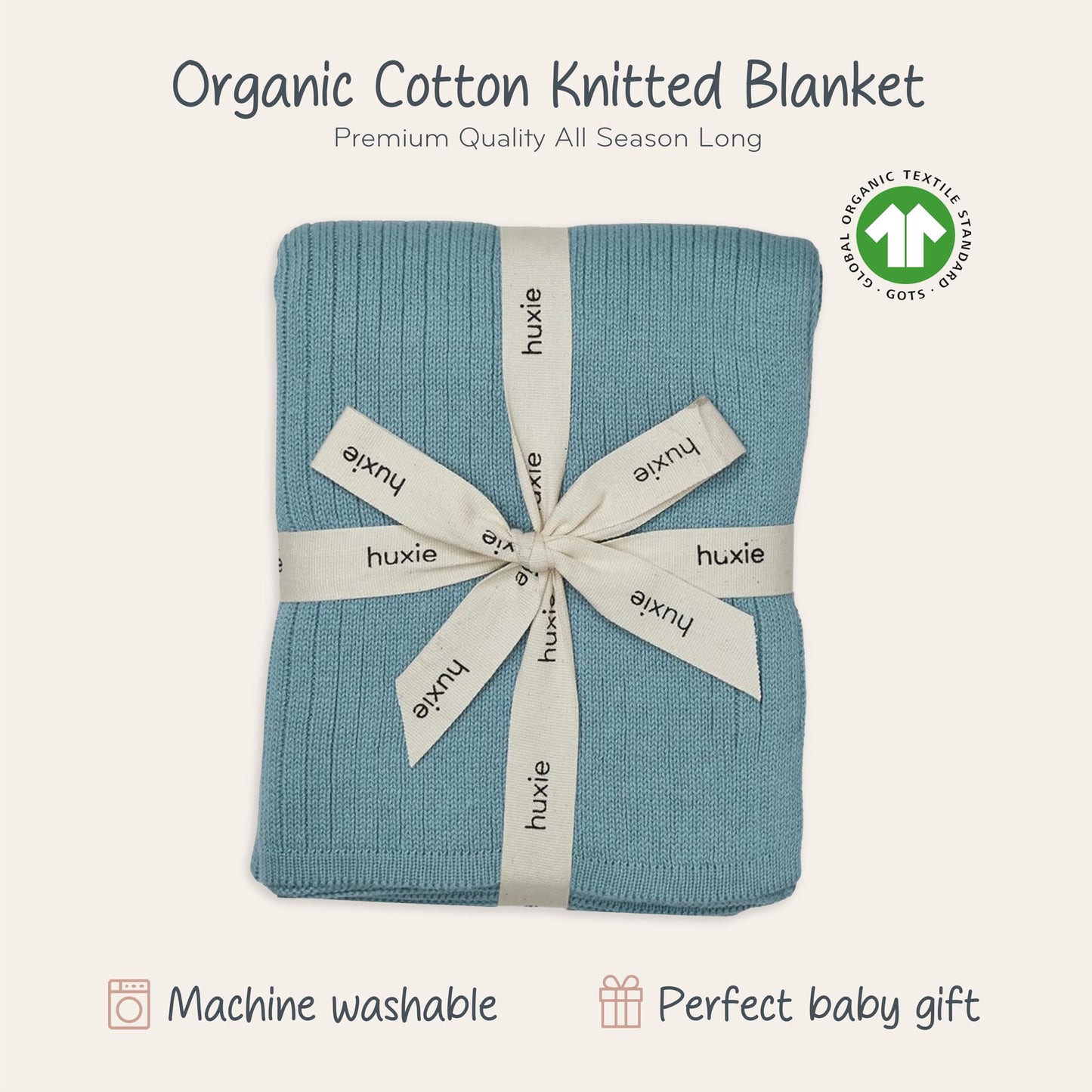 Knitted Organic Cotton Baby Blanket- Swaddle Blanket, 30" x 40" Soft Receiving Blanket for Newborn (Mochachino)