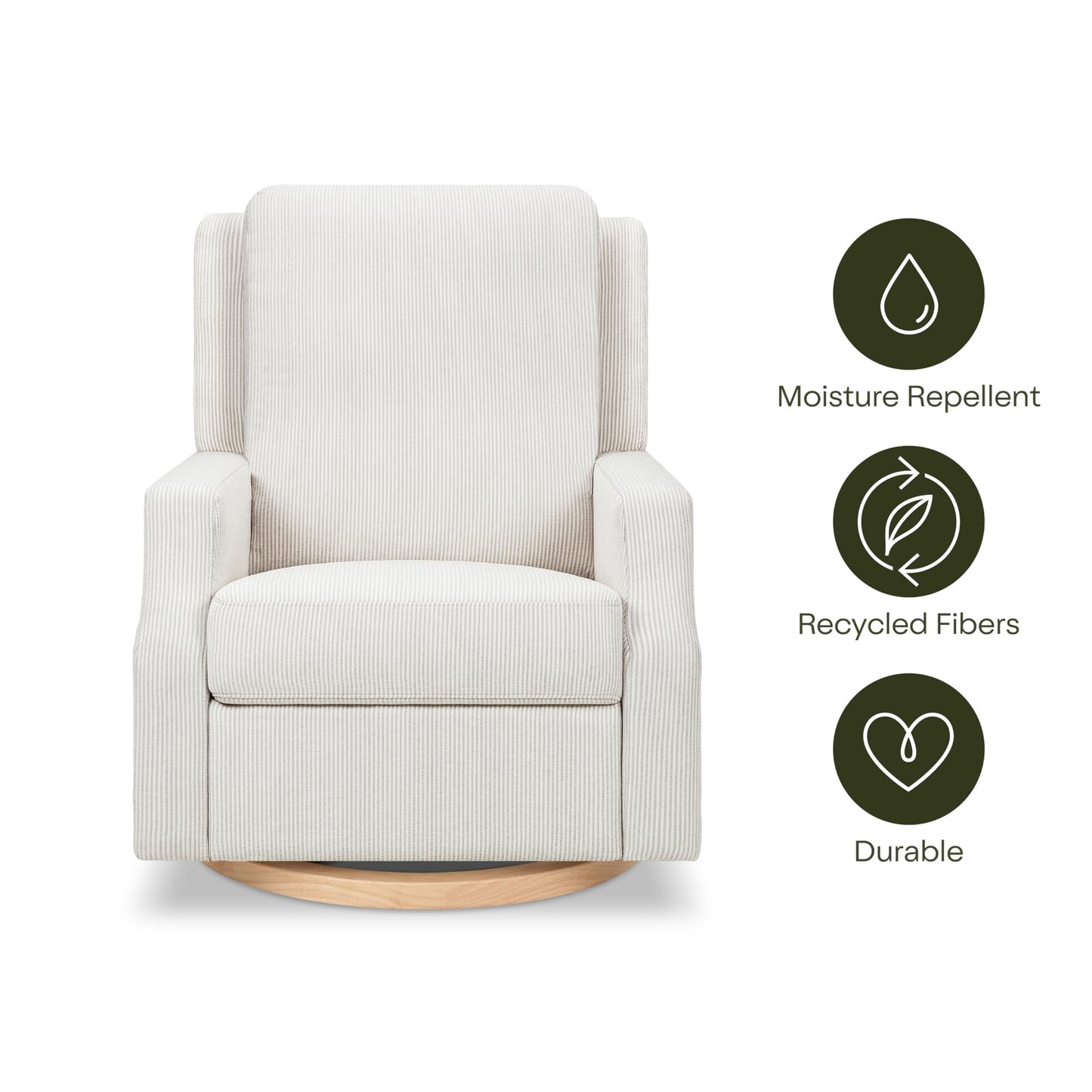Namesake Crewe Glider Recliner Nursery Chair - GREENGUARD Gold & Certi-PUR US Certified, Ultra Cozy 360° Swivel Rocker Recliner
