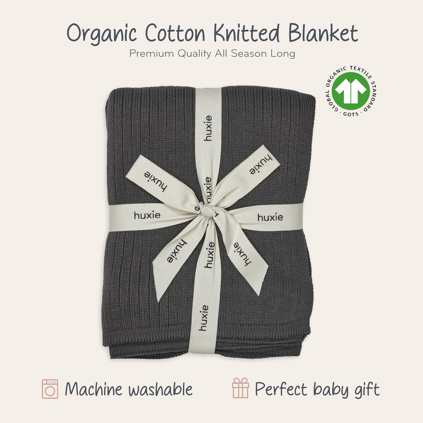 Knitted Organic Cotton Baby Blanket- Swaddle Blanket, 30" x 40" Soft Receiving Blanket for Newborn (Mochachino)
