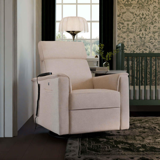 NAMESAKE Willa Plus Electric Power Recliner Chair with Headrest & USB Ports - Water & Stain Resistant Nursery Glider Rocking Chair for Nursing - GREENGUARD Gold Certified 270° Swivel Glider Recliner