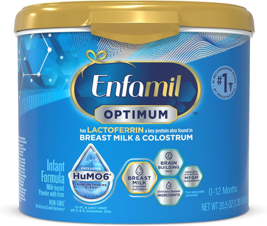 Enfamil Optimum (Enspire), Our Closest Formula to Breast Milk, Immune-Supporting Lactoferrin and Brain-Supporting DHA Baby Formula, Powder 20.5 Oz Tub