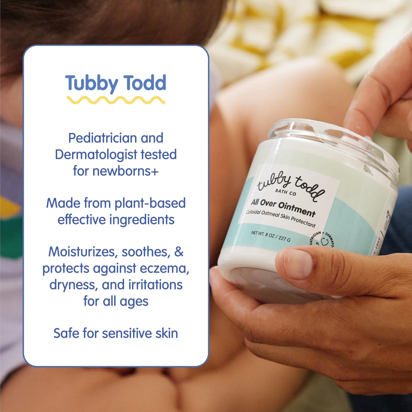 TUBBY TODD All Over Ointment - Baby Eczema Cream - Everyday Multi-Purpose Baby Skin Relief Cream - Sensitive Skin, Dry Skin & Irritation - Steroid & Gluten Free - Lavender Rosemary, 2 Pack 3.5oz & 8oz