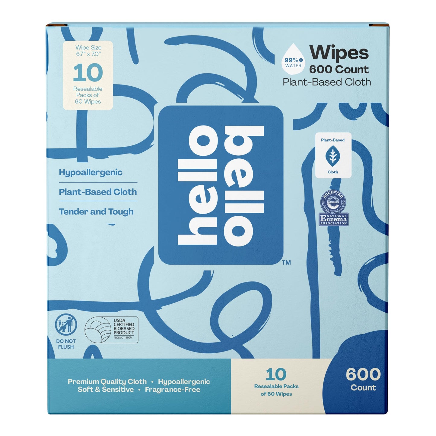 Hello Bello Extra Gentle Unscented Baby Wipes, Plant Based, Made with 99% Water and Aloe for Babies and Kids, 720 Count