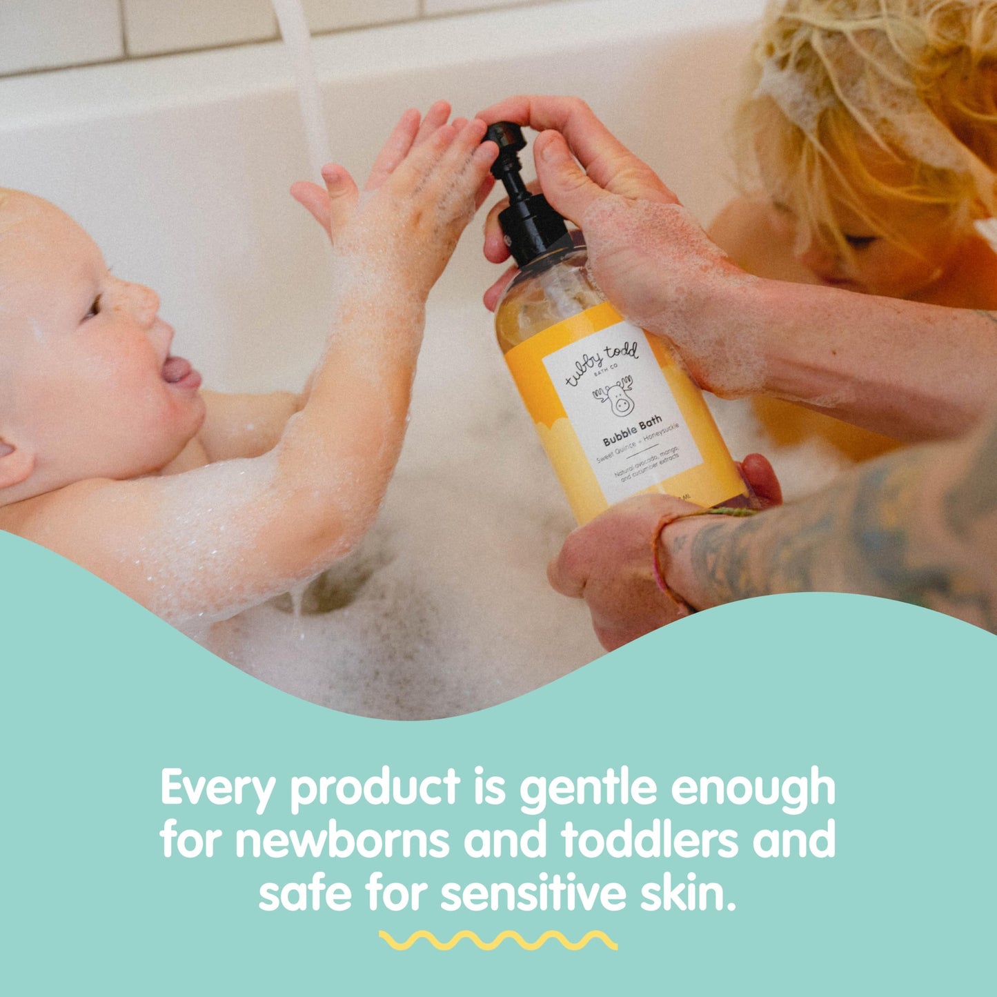 TUBBY TODD Essentials Baby Bath Gift Set – 8.5oz Hair+Body Wash, 8.5oz Bubble Bath & 3.5oz All Over Ointment