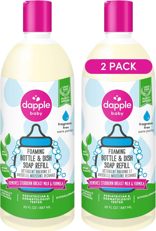 Dapple Baby Foaming Dish Soap, Refill, Unscented, 30oz (2 Units)