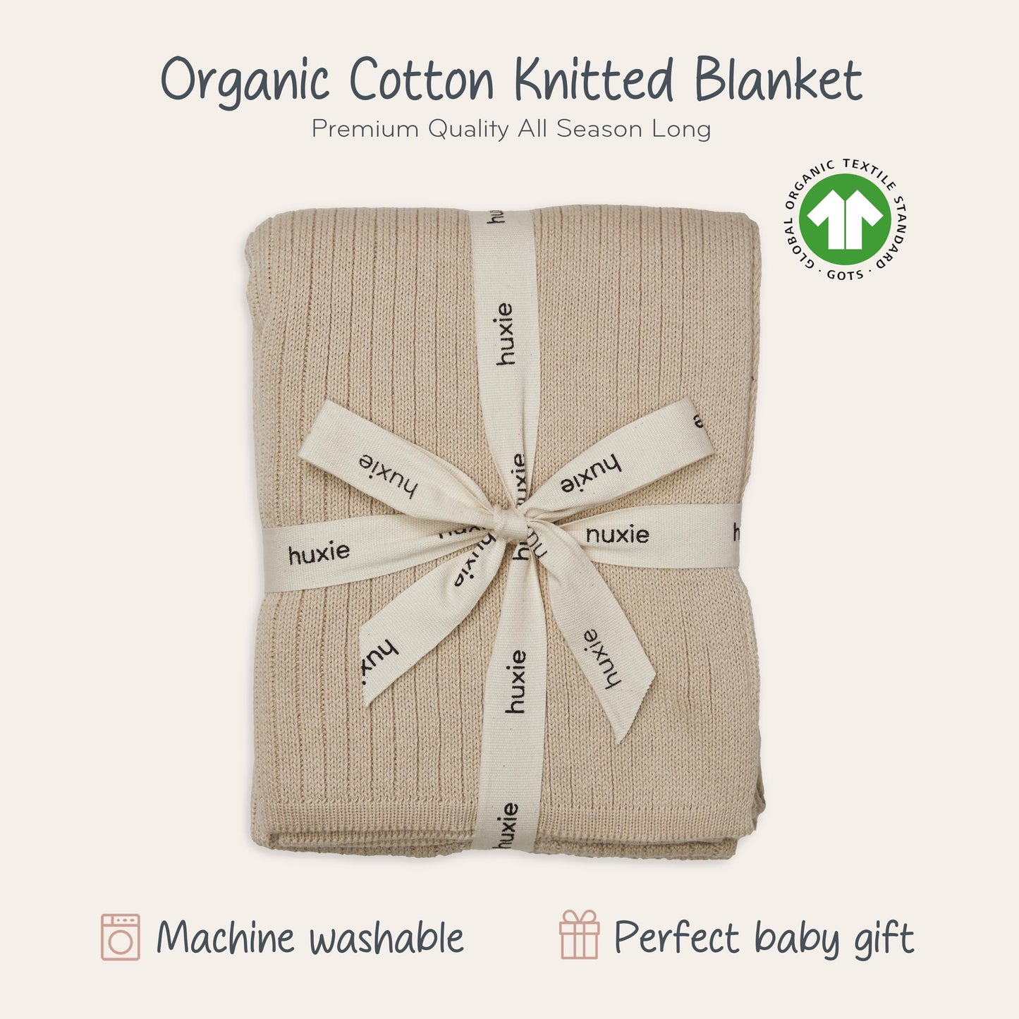 Knitted Organic Cotton Baby Blanket- Swaddle Blanket, 30" x 40" Soft Receiving Blanket for Newborn (Mochachino)