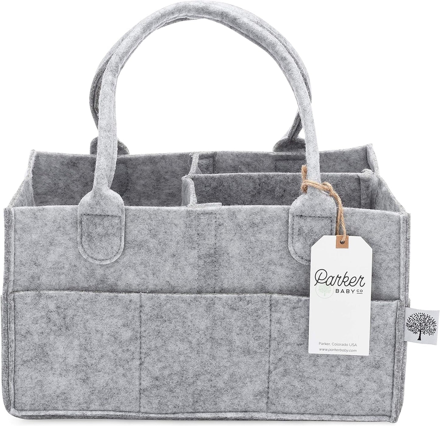 Parker Baby Diaper Caddy - Nursery Storage Bin and Car Organizer for Diapers and Baby Wipes - Oatmeal, Regular