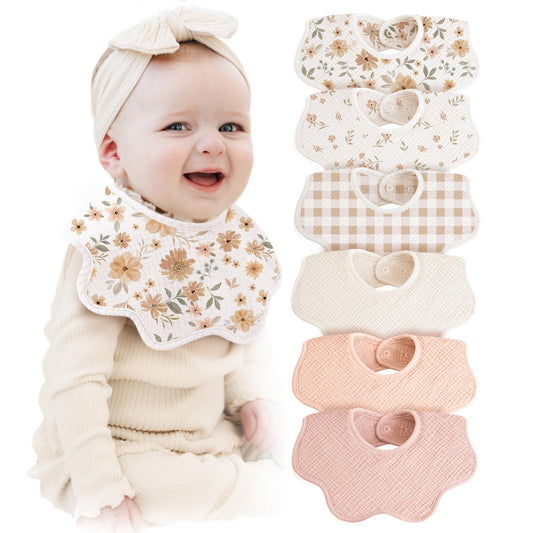 Konssy Muslin Baby Bibs 100% Cotton Absorbent Bandana Drool Bibs