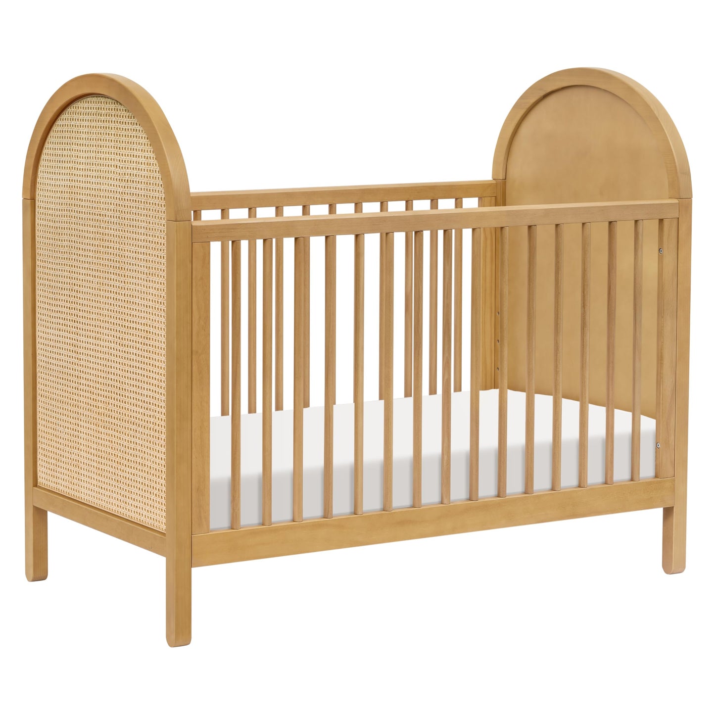 babyletto Bondi Cane 3-in-1 Convertible Baby Crib - GREENGUARD Gold Certified Convertible Crib to Toddler Bed & Daybed - Wooden Baby Bed with 4 Adjustable Mattress Heights - Easy to Assemble - Honey