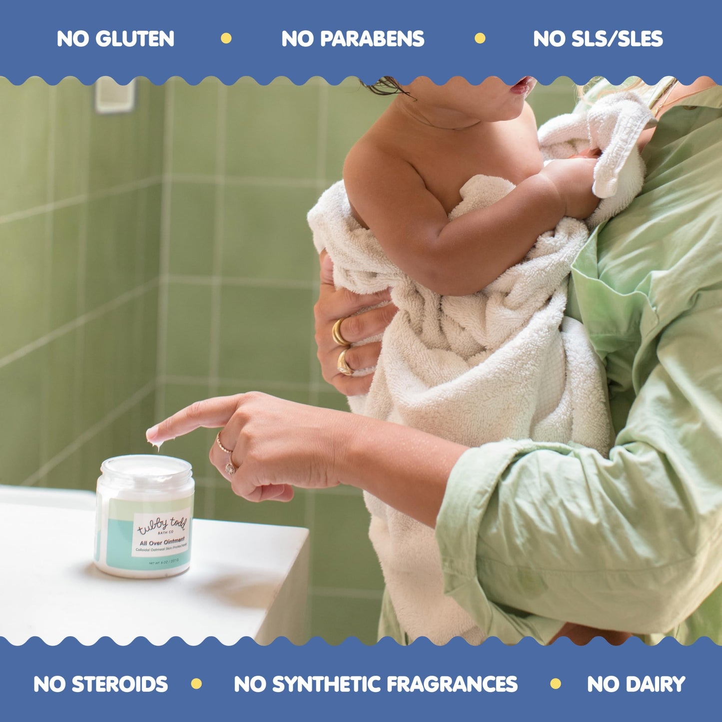 TUBBY TODD All Over Ointment - Baby Eczema Cream - Everyday Multi-Purpose Baby Skin Relief Cream - Sensitive Skin, Dry Skin & Irritation - Steroid & Gluten Free - Lavender Rosemary, 2 Pack 3.5oz & 8oz