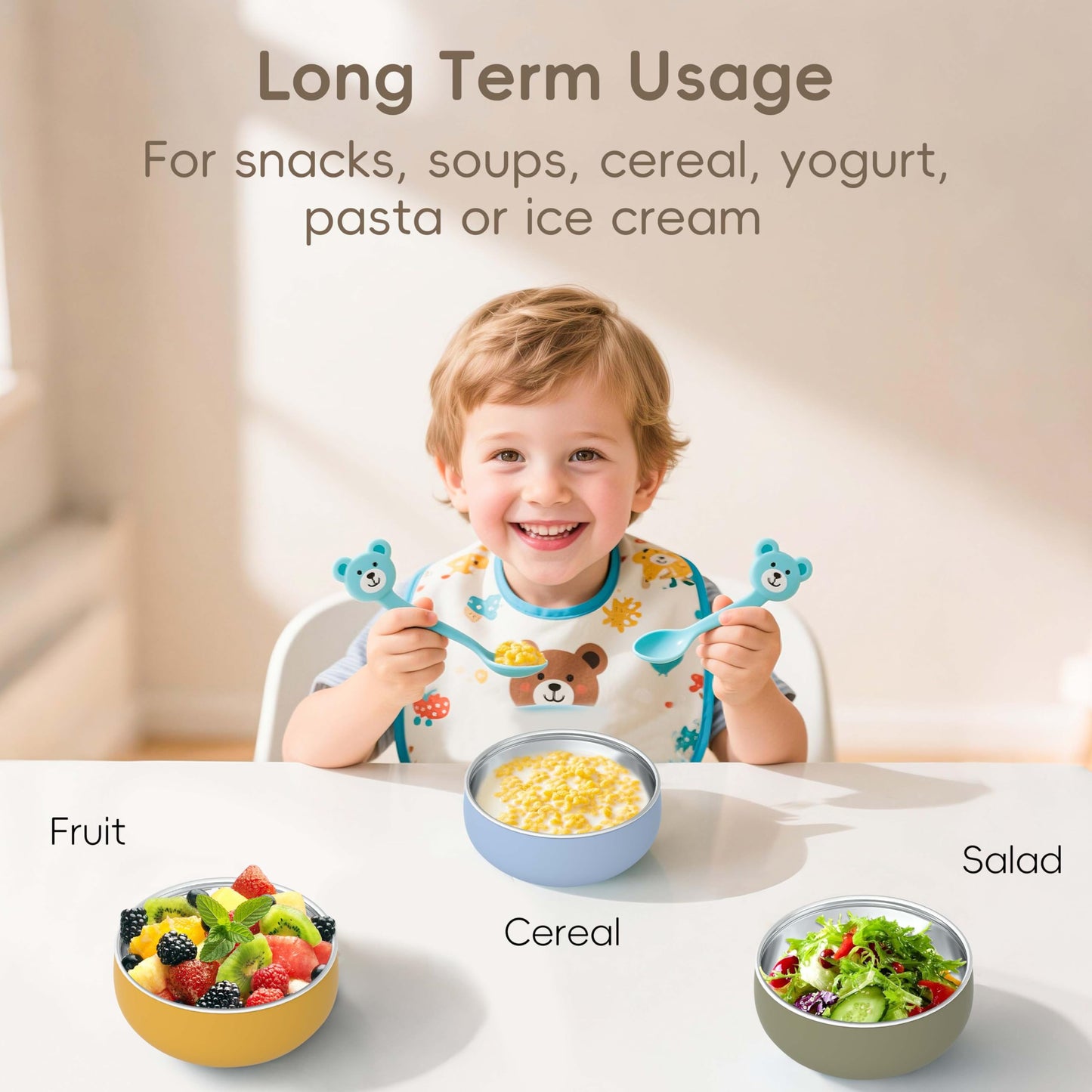 Bella's Friends Stainless Steel and Silicone Baby Bowls with Suction 3 Pack, 4.3”