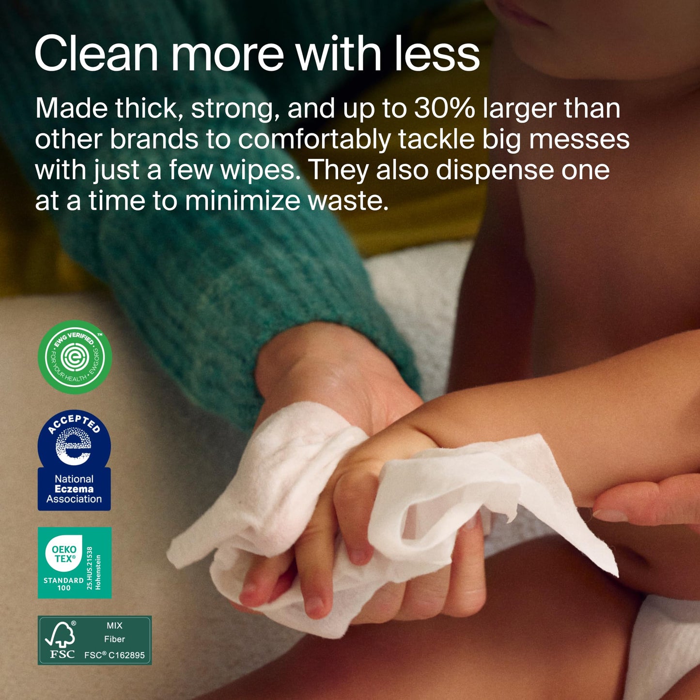 Coterie Baby Wipes for Sensitive Skin, Plant-Based and Plastic-Free Fibers, 99% Water, Hypoallergenic 12 Pack, 672 Count