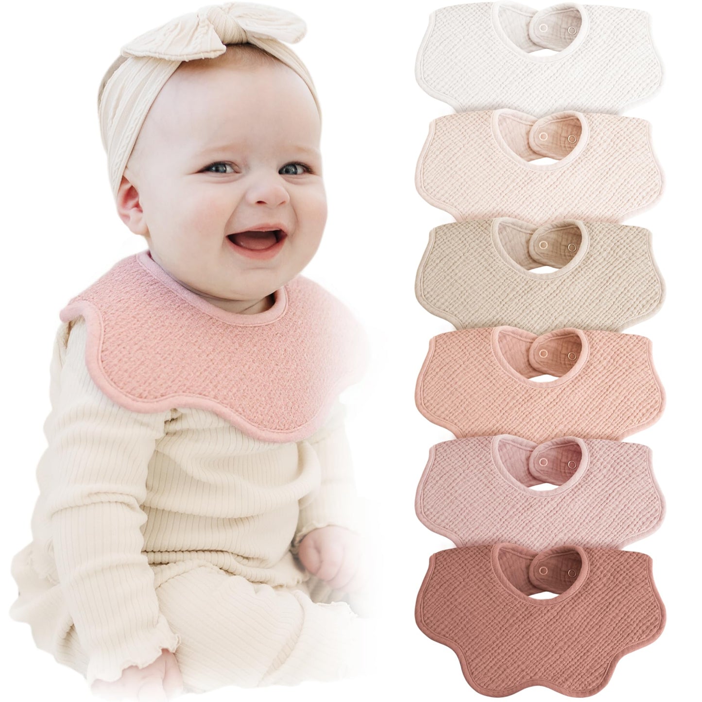 Konssy Muslin Baby Bibs 100% Cotton Absorbent Bandana Drool Bibs