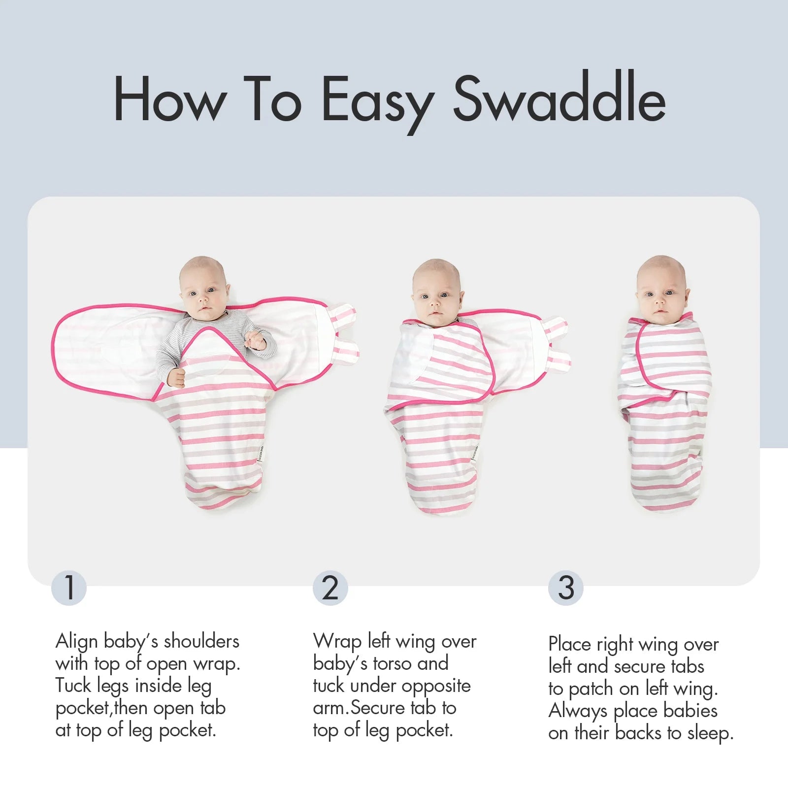 Swaddle Blankets for Baby Boy Girl, 0-3 Months Infant Swaddling Sleep Sack, 3 Pack Wrap Set, Newborn Adjustable Swaddle,Pink
