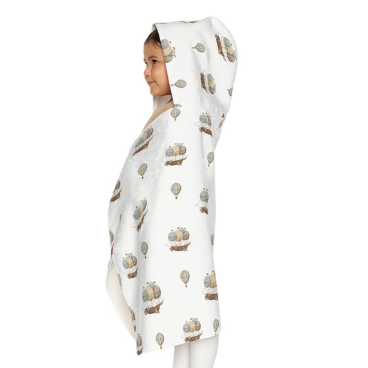 Kids Hooded Towel - Balloon Ships