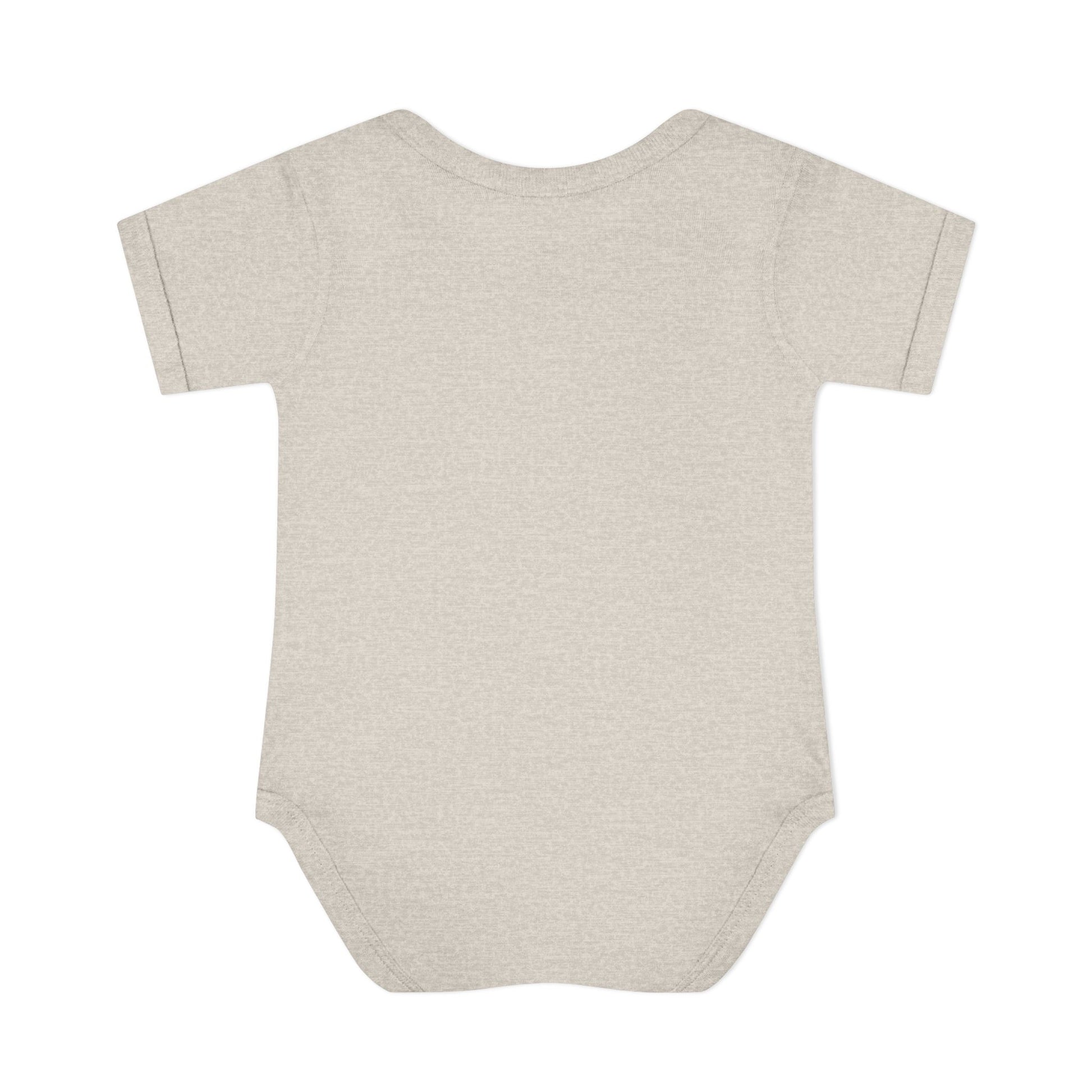 Beige baby onesie on a white background