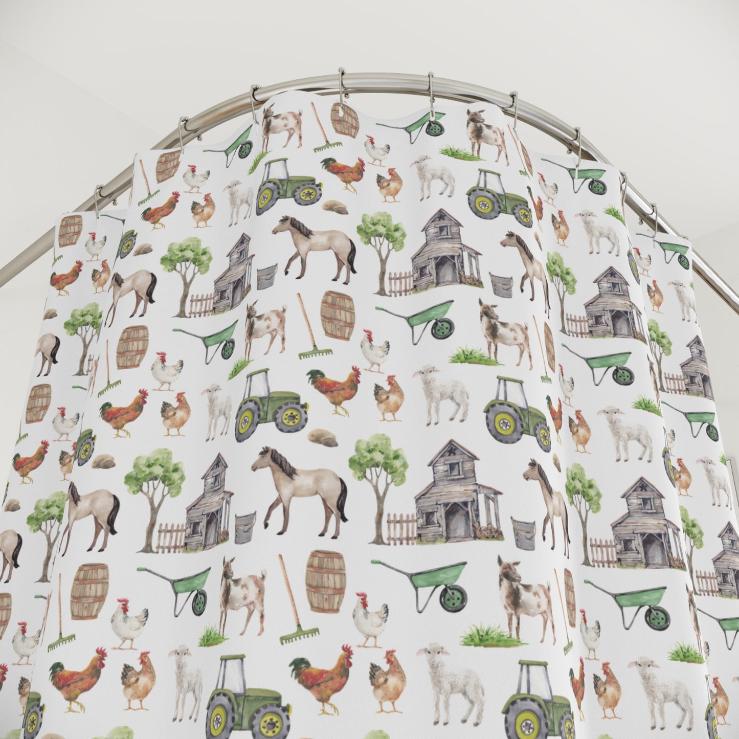 Children's Shower Curtain - Farm Life Design
