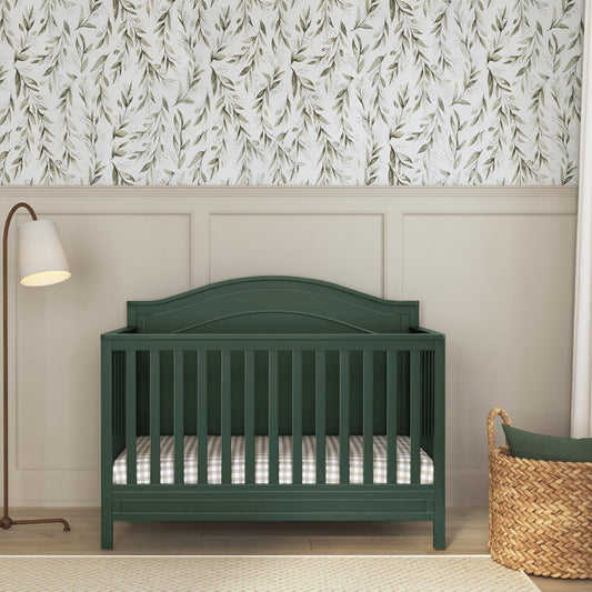 Charlie 4-In-1 Convertible Crib, Greenguard Gold Certified, Forest Green