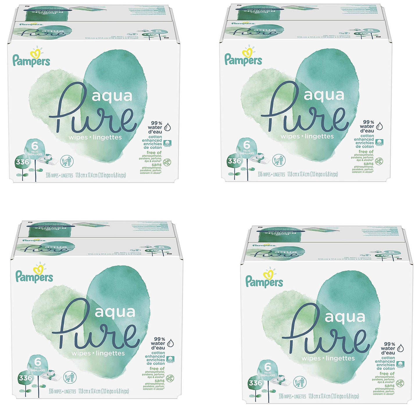 Pampers Baby Wipes Aqua Pure, 99% water-based wipes