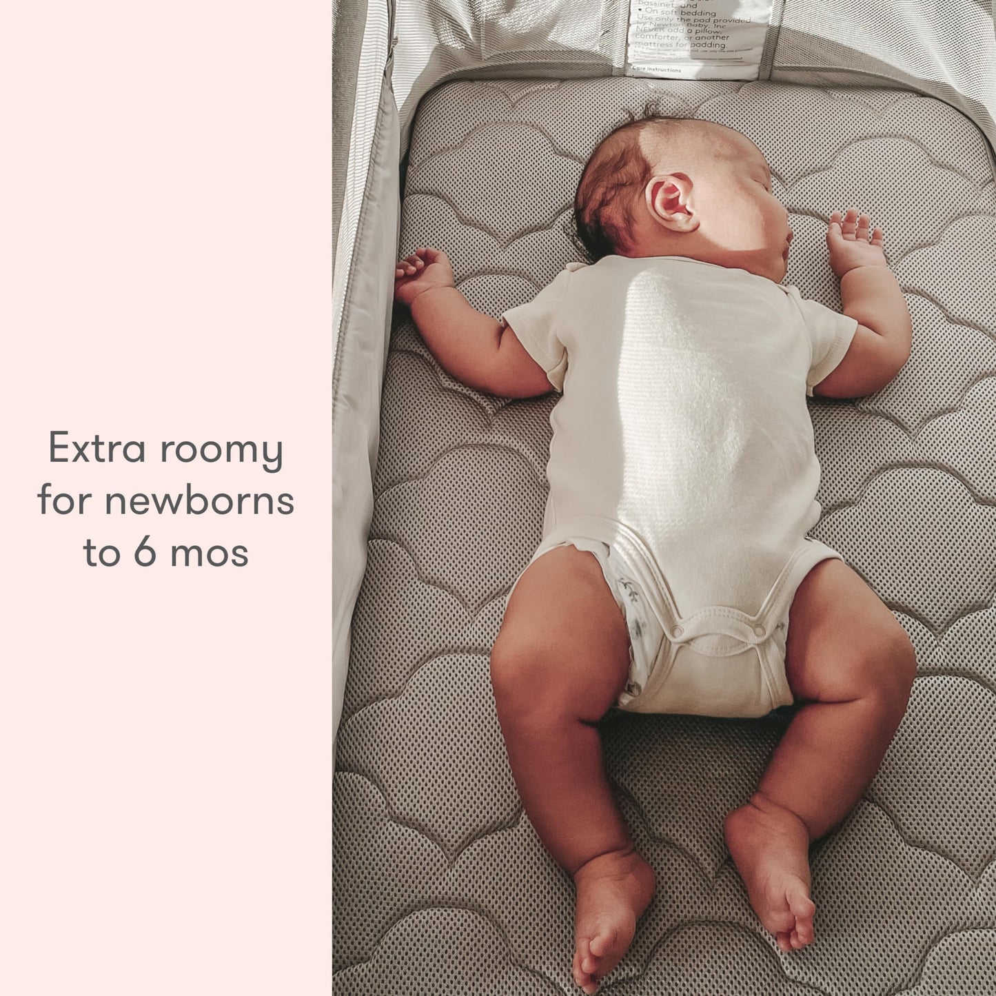Newton Baby Essential Bassinet – Ultra-Breathable, Completely Washable, More Airflow for Safer, Cooler Sleep, Non-Toxic, Bedside Sleeper, Storage Shelf
