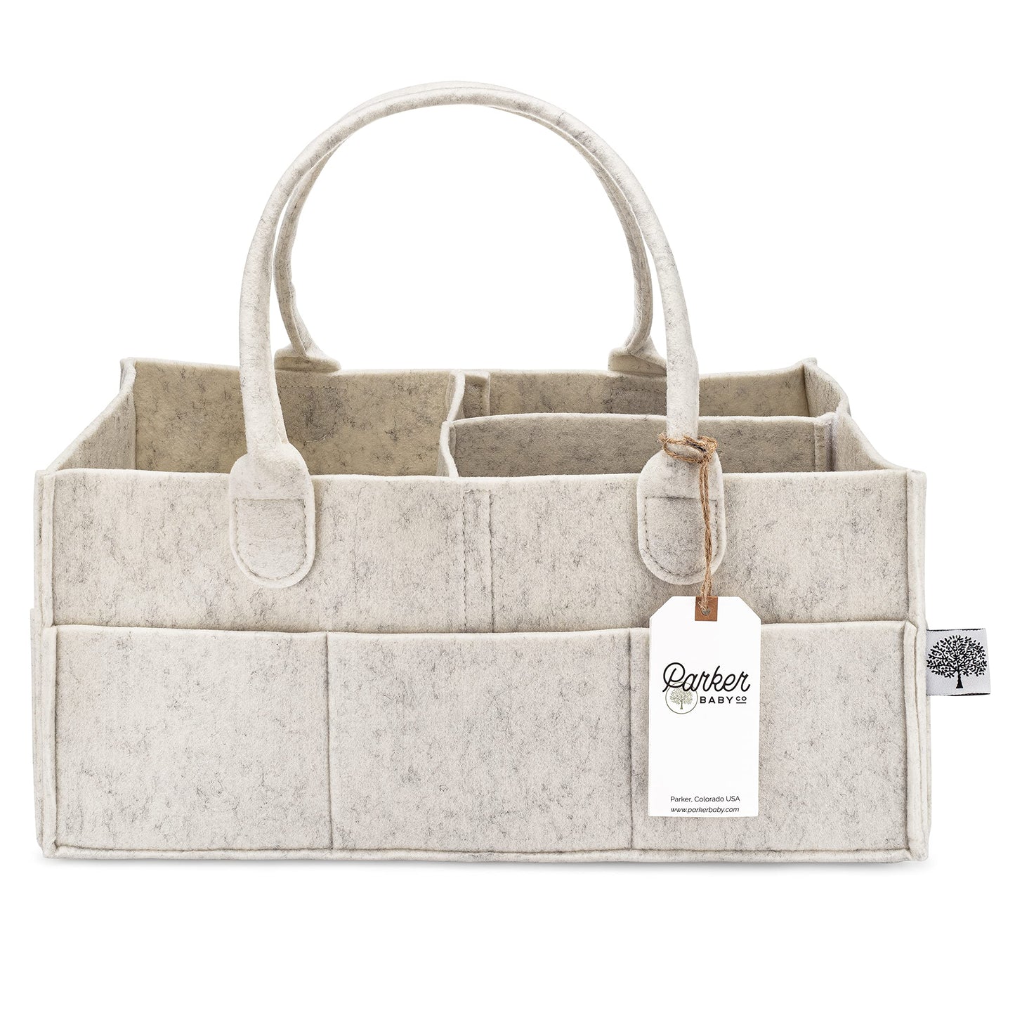 Parker Baby Diaper Caddy - Nursery Storage Bin and Car Organizer for Diapers and Baby Wipes - Oatmeal, Regular