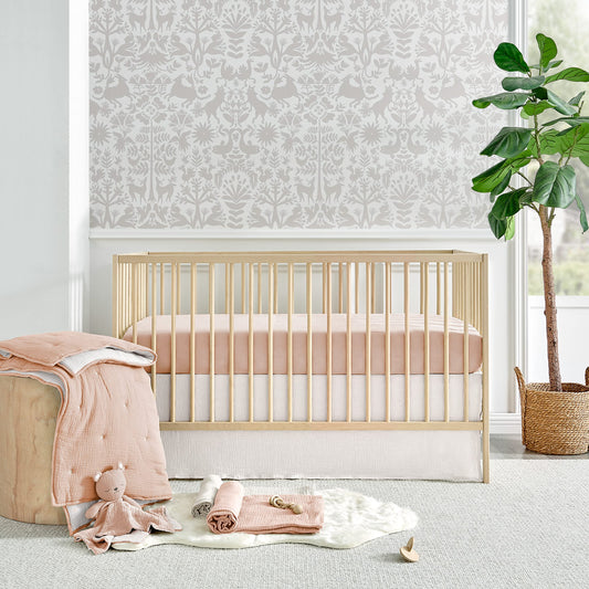Levtex Baby - Cloud Muslin Crib Bed Set - Baby Nursery Set - Sage and White Stars - Sage Textured Muslin - 5 Piece Set Includes Quilt, Fitted Sheet, Two Swaddles & Bear Lovey