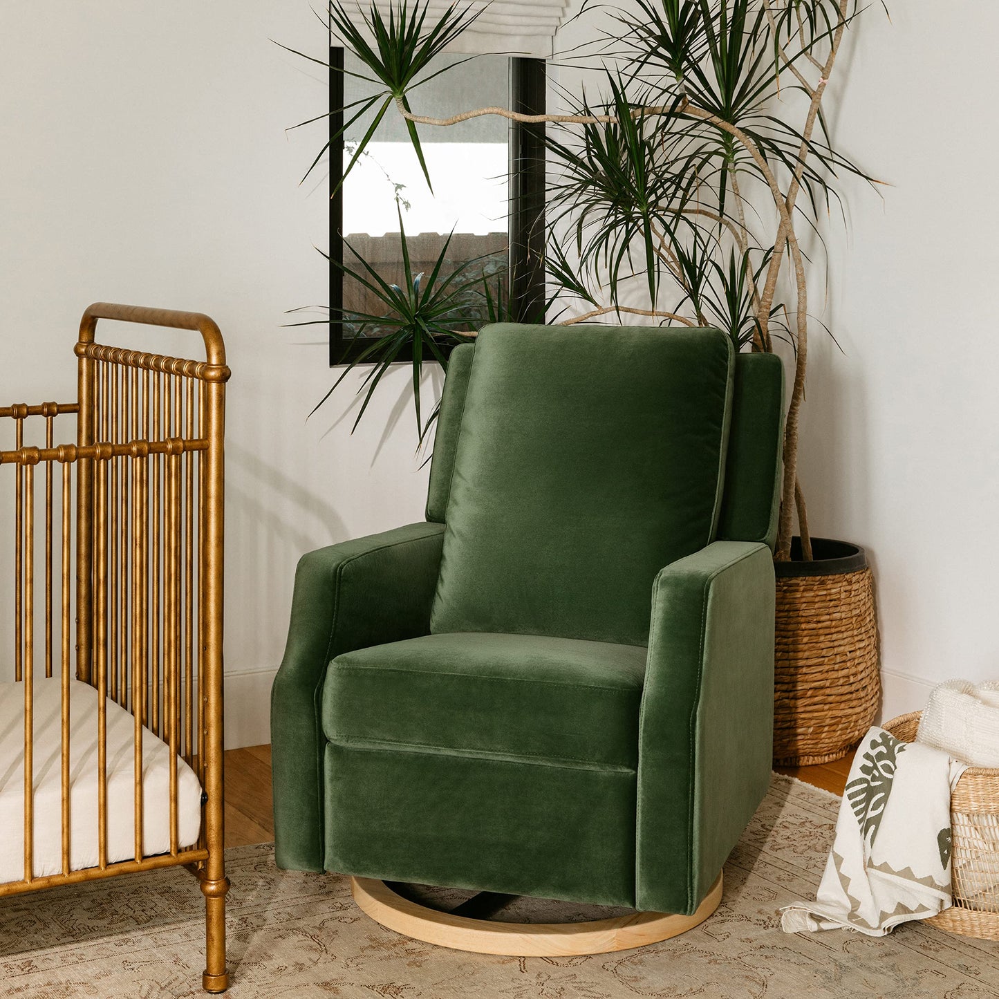 Namesake Crewe Glider Recliner Nursery Chair - GREENGUARD Gold & Certi-PUR US Certified, Ultra Cozy 360° Swivel Rocker Recliner