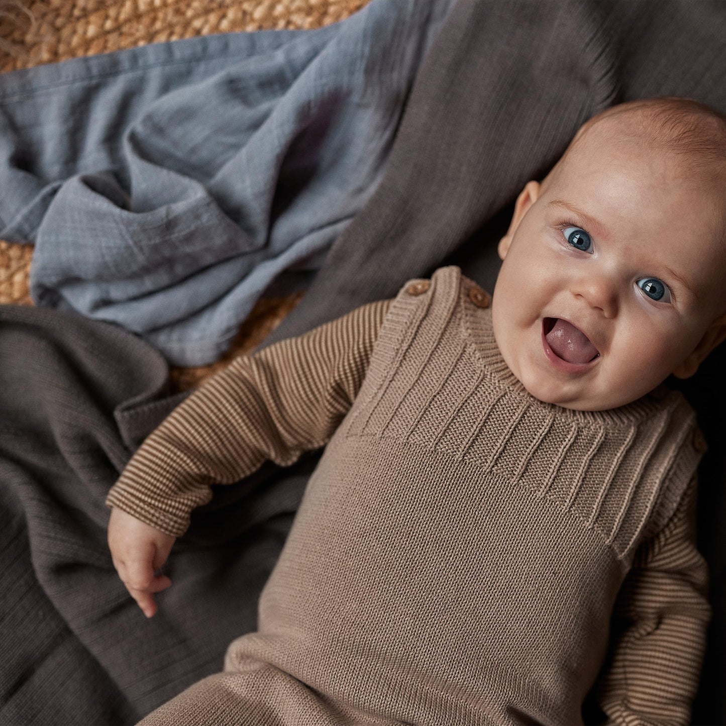 Knitted Organic Cotton Baby Blanket- Swaddle Blanket, 30" x 40" Soft Receiving Blanket for Newborn (Mochachino)