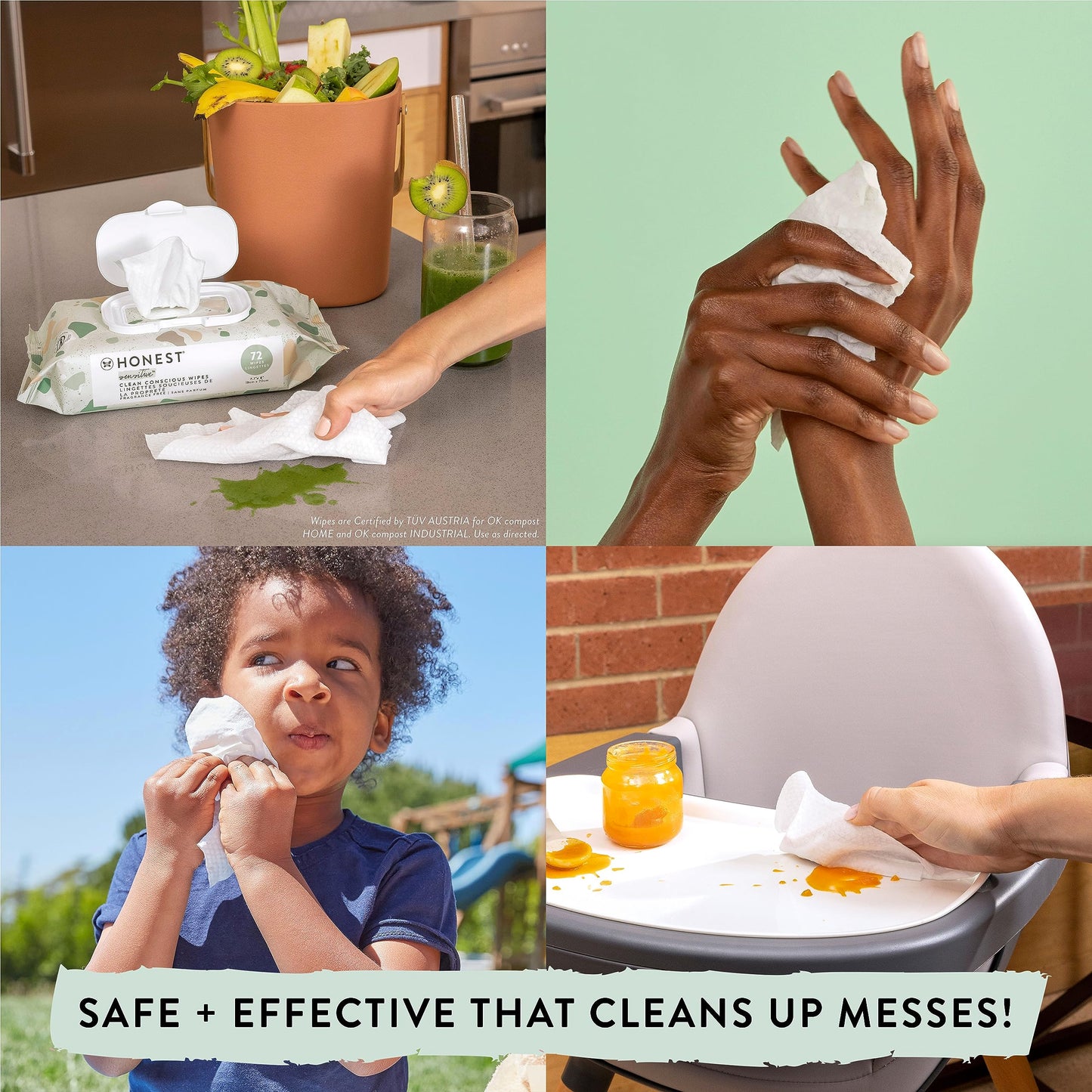 The Honest Company Clean Conscious Multi-Use Wipes | Hypoallergenic + Unscented for Sensitive Skin | Over 99% Water, Compostable, Plant Based, Baby Wipes | Pattern Play, 720 Count