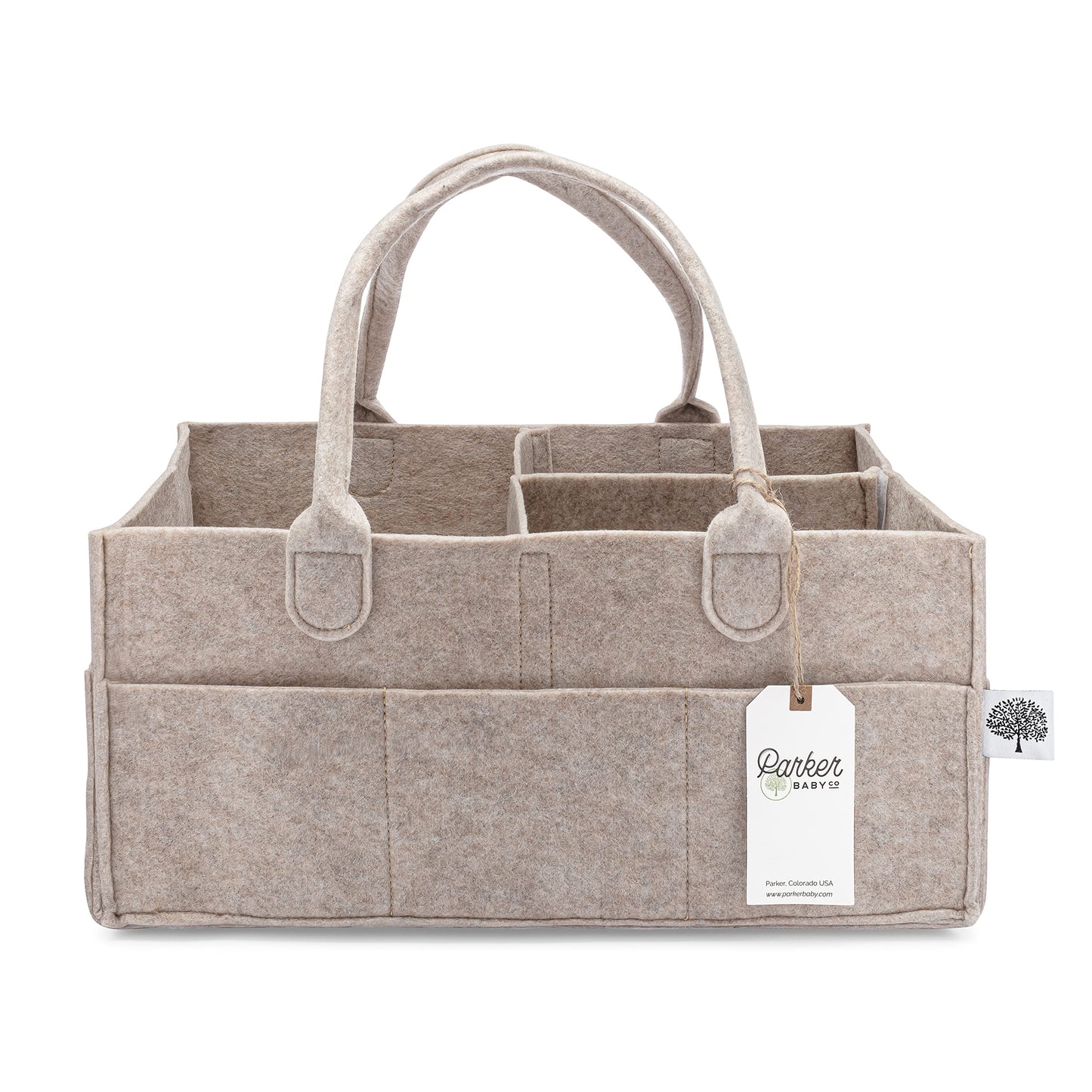 Parker Baby Diaper Caddy - Nursery Storage Bin and Car Organizer for Diapers and Baby Wipes - Oatmeal, Regular