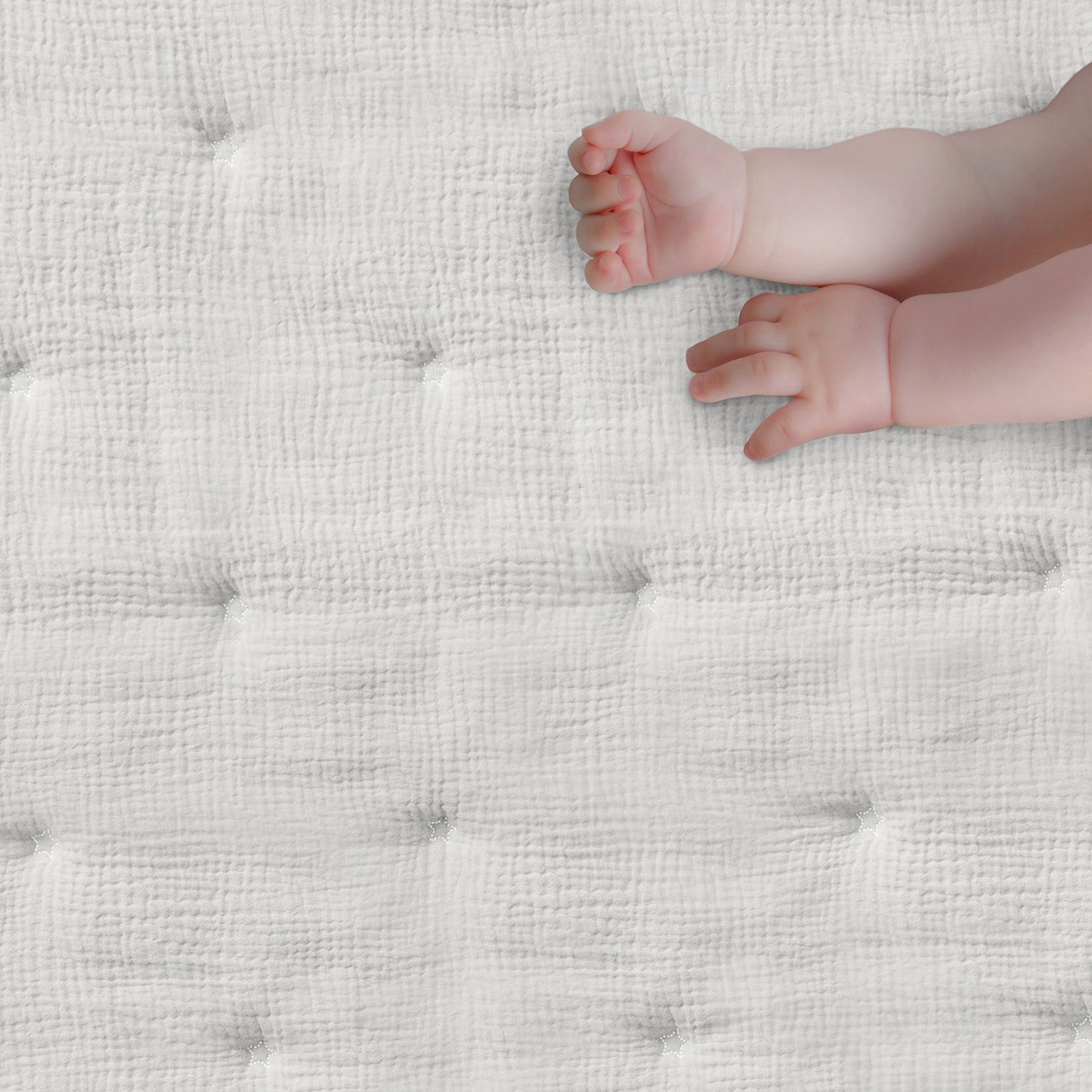 Levtex Baby - Cloud Muslin Crib Bed Set - Baby Nursery Set - Sage and White Stars - Sage Textured Muslin - 5 Piece Set Includes Quilt, Fitted Sheet, Two Swaddles & Bear Lovey