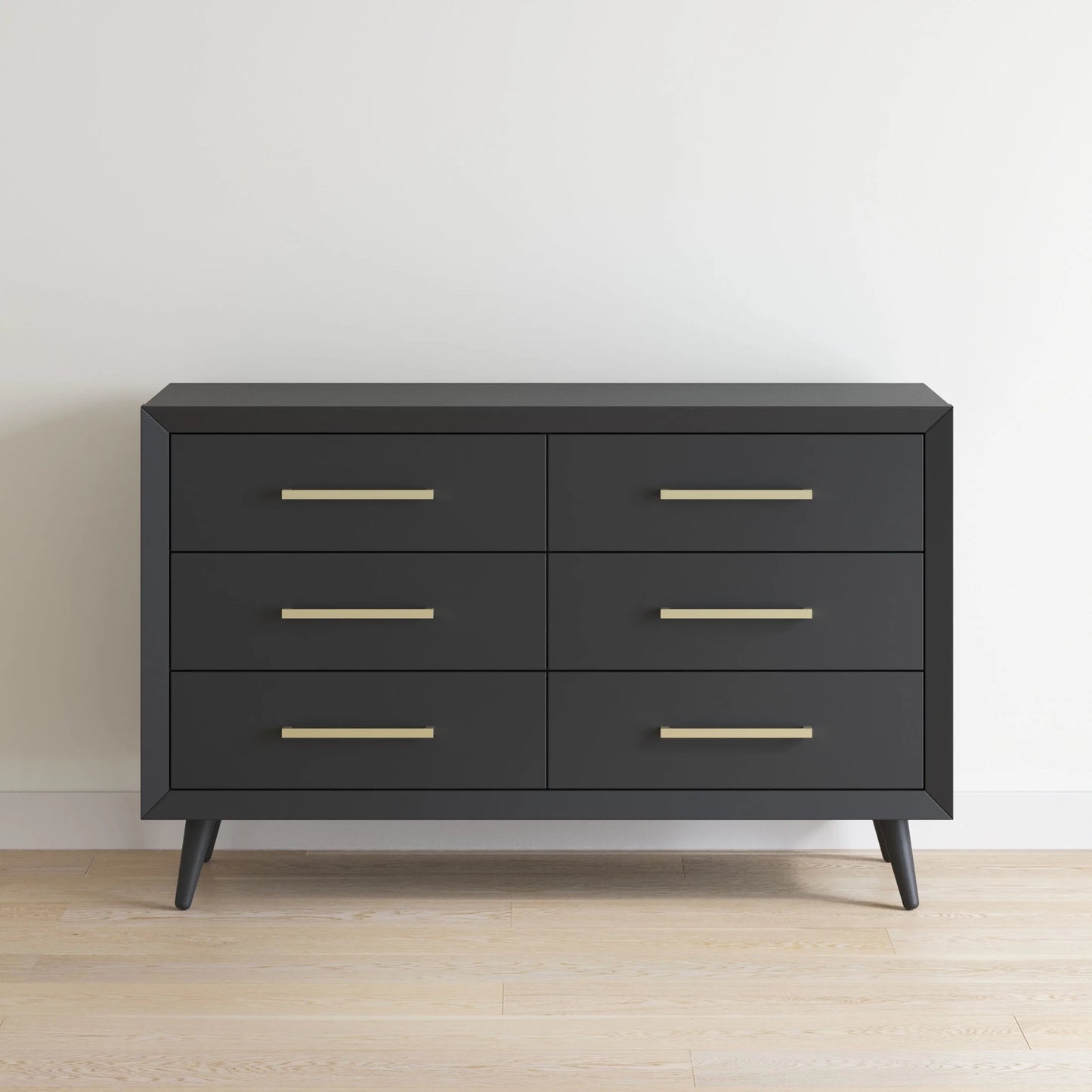 Cranbrook Crib and Dresser Nursery Set, 4-In-1 Convertible Crib with 6-Drawer Dresser, Ebony, 2-Piece