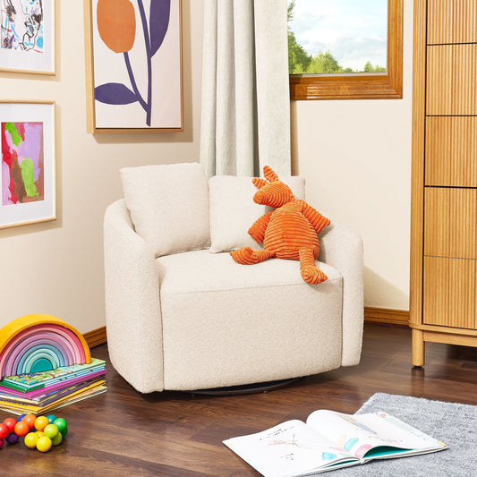 Drew Kids Accent Chair by Drew Barrymore, Cream Bouclé Fabric