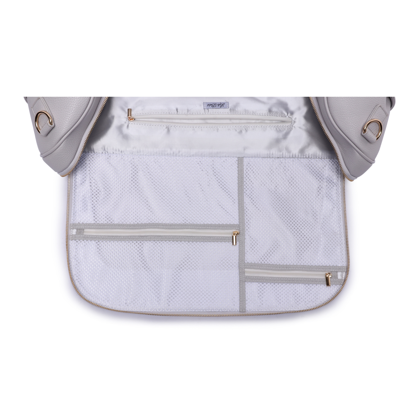 Backpack with a mesh pocket on a white background