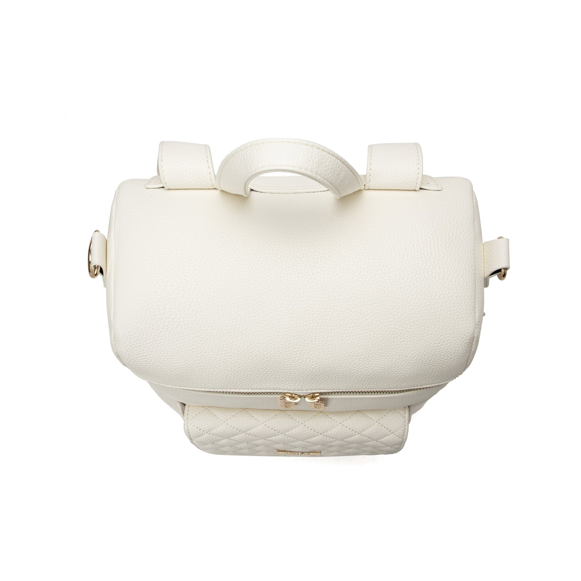 White handbag with bow detail on a white background