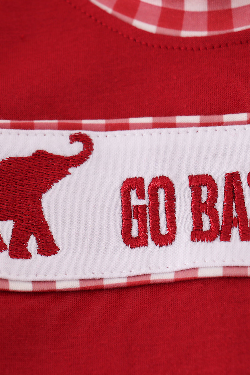 Red fabric with a checkered border and 'GO BAD' text on a red background