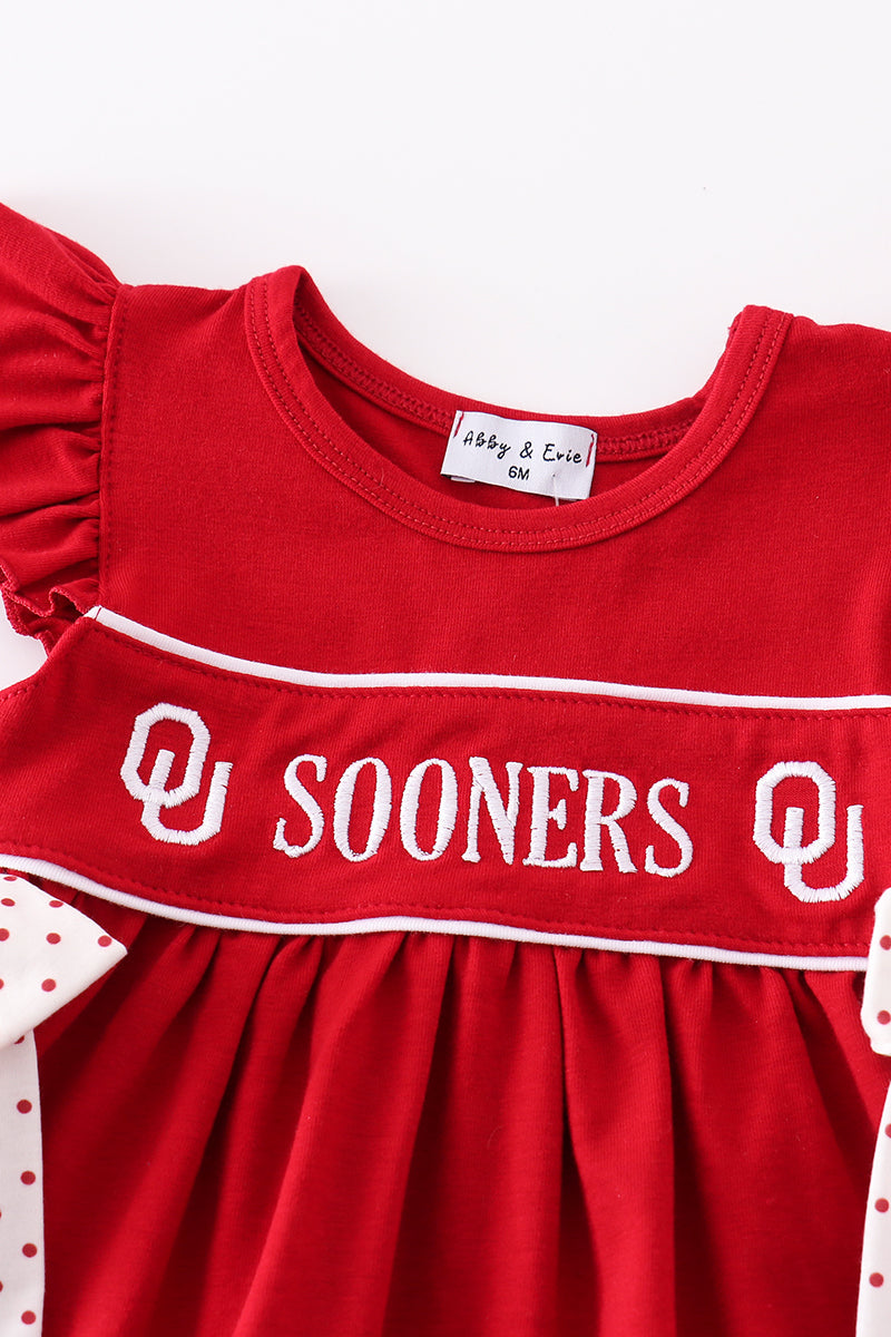 Red dress with 'OU Sooners' text and logo on a white background