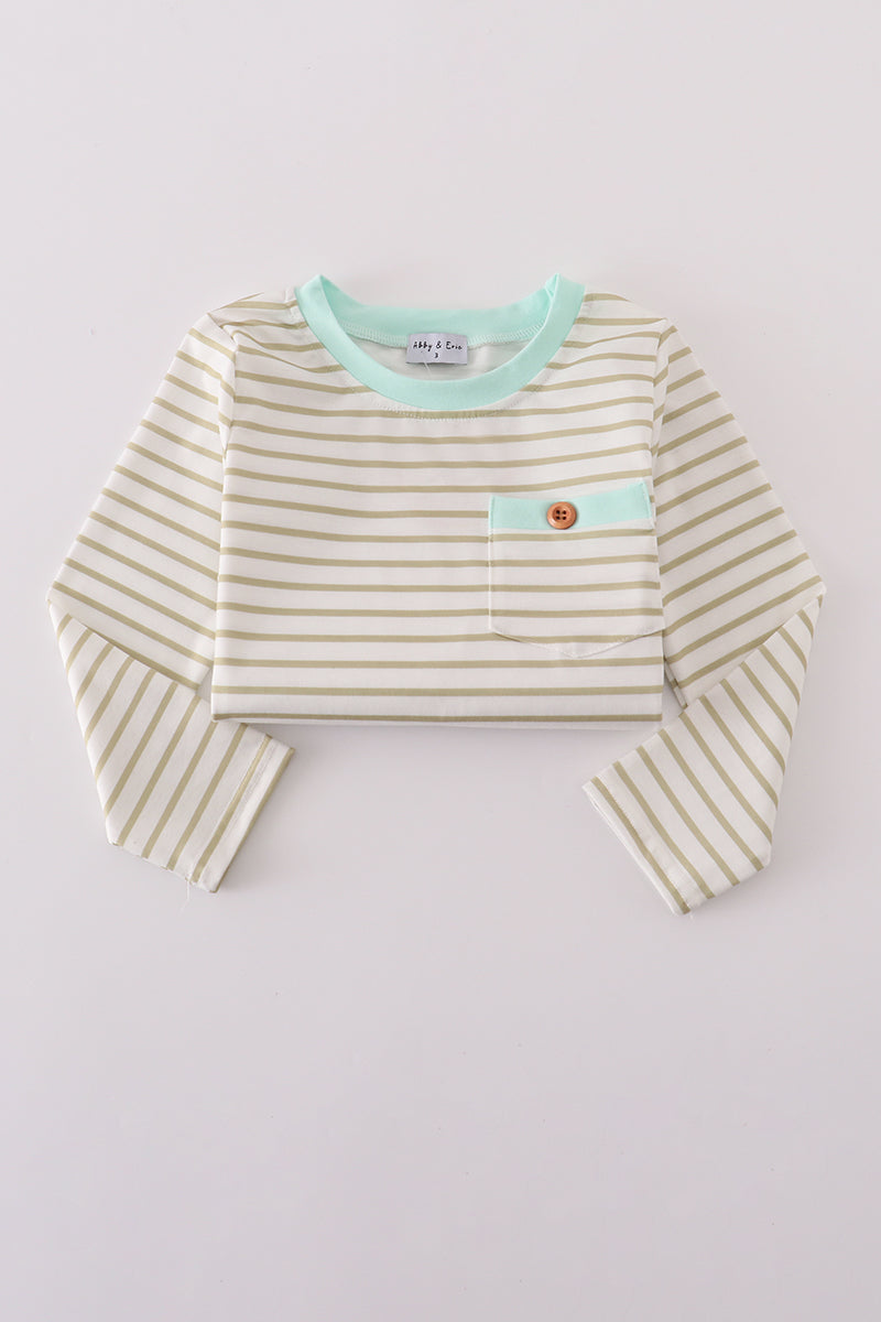 Striped long-sleeve shirt on a light gray background