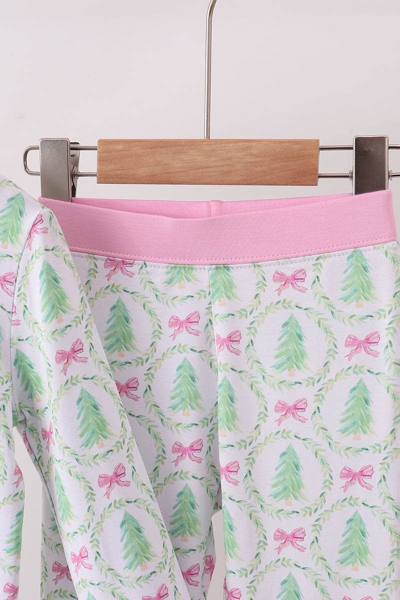 Skirt with pink waistband and festive pattern on a rack