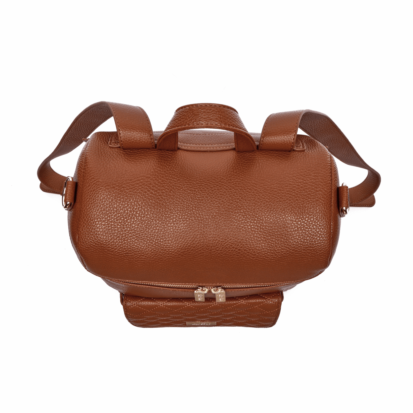 Brown leather backpack on a white background