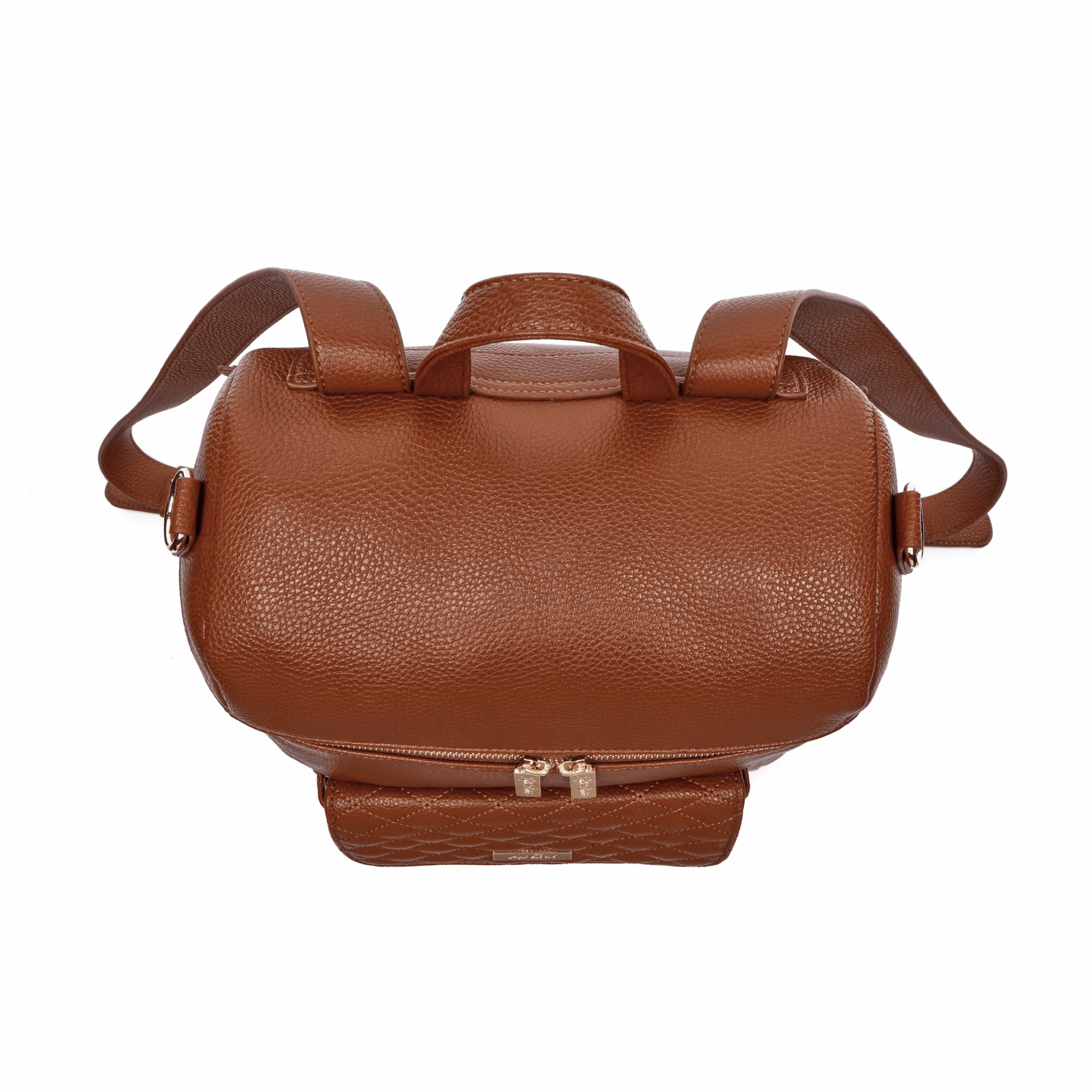 Brown leather backpack on a white background